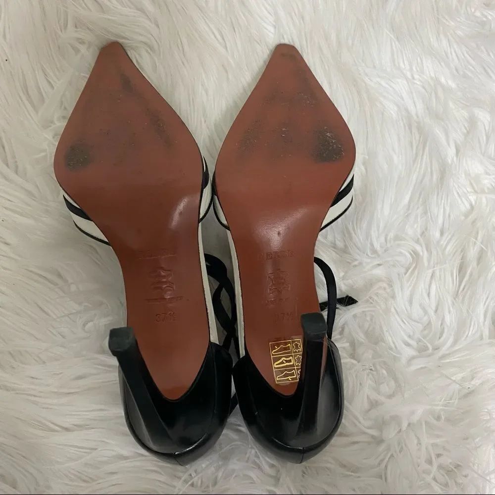 Gianfranco Ferre White Black Leather Pointed Toe Heels EUR 37.5 US 7 - Picture 6 of 8